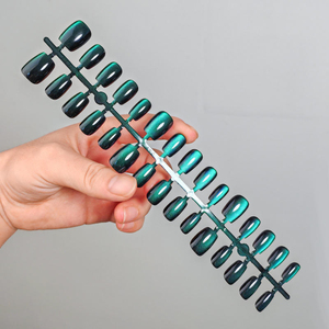 Uñas Postizas Cortas de Ojo de Gato Verde, 30 Piezas, Reutilizables, Personalizadas, OEM, ODM, Venta al Por Mayor de Fábrica - Product Image 3