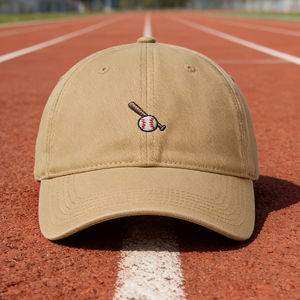 Gorra de Béisbol Color Caqui con Bordado de Bate y Pelota - Gorra de 6 Paneles Ajustable para Deportes y Actividades al Aire Libre - Product Image 6