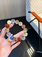 Bracelet en cristal naturel coloré Sinyore - Améthyste / Quartz rose / Quartz fraise