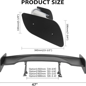 Aileron arrière GT 47 pouces noir mat universel, ailerons de course légers pour coffre, hauteur réglable, compatible <span class=keywords><strong>Camaro</strong></span> - Product Image 5