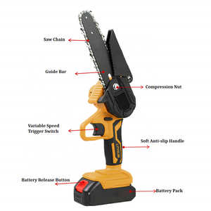 Mini-tronçonneuse sans fil Ananke Tools avec guide-chaîne de 6 pouces, machine à couper les branches de bois de qualité industrielle et pour le bricolage, fonctionnant sur batterie - Product Image 3