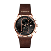 Montres pour hommes en acier inoxydable 316L OEM d'usine avec logo personnalisé, bracelet en cuir imperméable, cadran à aiguilles et mouvement SEIKO