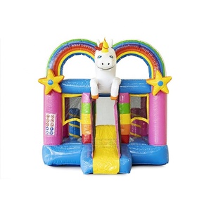 บ้านเด้งเป่าลมรูปยูนิคอร์นเชิงพาณิชย์พร้อมสไลเดอร์และสระว่ายน้ำคอมโบปราสาทสำหรับเด็กเช่า - Product Image 6