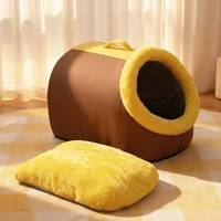 Lit de transport luxueux et chaud pour animaux de compagnie, pour chats et petits chiens, avec doublure en polaire épaisse, maison fermée pour chat, tapis de couchage portable pour les voyages