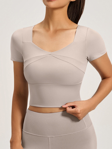 Prix d'usine – Haut de sport pour femme, sensation seconde peau, anti-humidité, extensible dans les 4 sens, rembourré, pour yoga, gym, sport et course à pied - Product Image 2