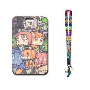 Porte-cartes de bus mignon de style Instagram avec cordon de cou, porte-clés pour carte repas étudiant, <span class=keywords><strong>Minecraft</strong></span> - Product Image 5