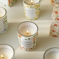 Bougie parfumée artisanale de luxe écologique à base de cire de soja botanique, mini pot en verre de 50 g, coffret cadeau d'aromathérapie, décoration d'intérieur, Noël