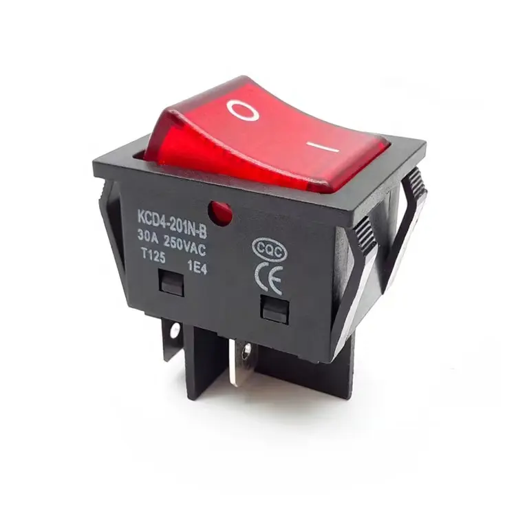مفتاح هزاز كهربائي T125 CQC مع ضوء أحمر 30A 250VAC للفرن الكهربائي زر مفتاح 4Pin 2
