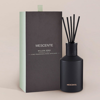 Mescente Oem décoration boîte imprimée 20ml carré en céramique Vranjes casquette en bois maison parfum arôme roseau diffuseur huile