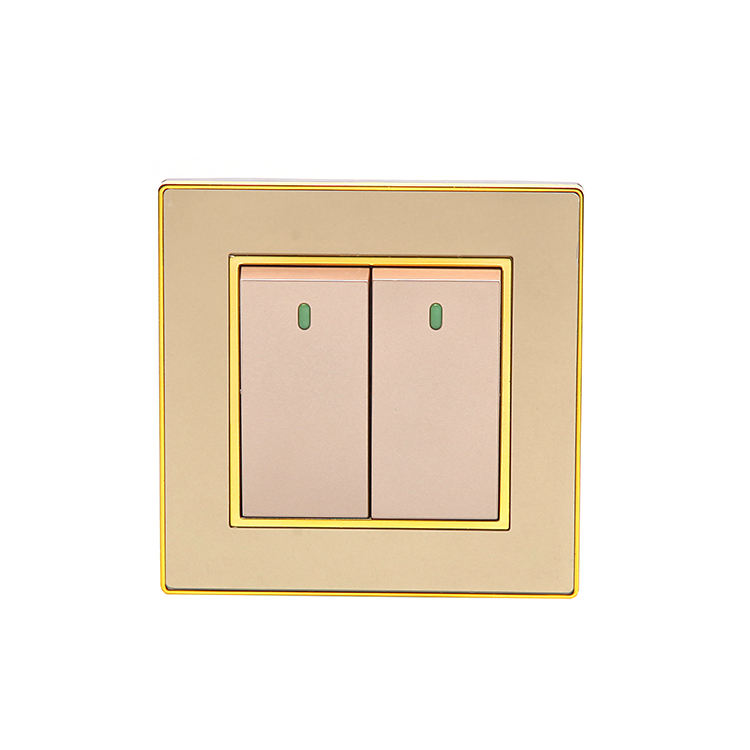 Gold PC Wall Switches Luxury Style 1/2/3/4 Gang 1/2 Way Eelctrical Switch Light Oonoff