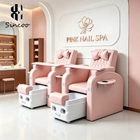 Fauteuil de Pédicure Électrique Rose Moderne pour Salon de Beauté, Bain de Pieds Portable sans Plomberie, Canapé de Manucure Relaxant, Chaise de Massage pour Spa des Pieds