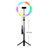 Anneau lumineux LED RGB de 10 pouces avec trépied, lumière de studio photographique circulaire pour selfie, idéal pour les diffusions en direct sur YouTube