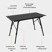 Table pliante légère en alliage d'aluminium à trois panneaux avec pieds télescopiques réglables pour le camping et les pique-niques en plein air