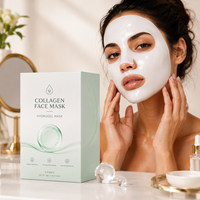 Masque facial en feuille de collagène bio transparent OEM en gros, masque facial coréen hydratant en profondeur et raffermissant en hydrogel personnalisé