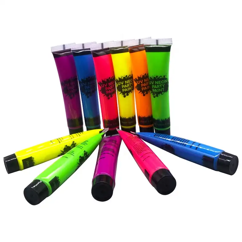 25ML UV Neon Face Paint Tube Glow in the Dark Face Body Paint o Halloween Cosplay Black Light Face Makeup for Party