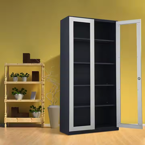 Archivador de puerta de vidrio doble de cinco capas con diseño de acero con cerradura de llave para el hogar, la Oficina, el hospital y la escuela - Product Image 2