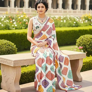 Ropa Étnica, Sari Tradicional para Bodas y Fiestas, en Tela Georgette Suave Premium, Estampado Bandhej, para Todas las Temporadas, Precio al por Mayor - Product Image 1