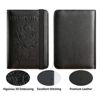 Couverture de passeport en cuir PU noir de luxe personnalisable porte-carte fait à la main Protection RFID de qualité supérieure multifonction sécurisée