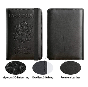 Couverture de passeport en cuir PU noir de luxe personnalisable porte-carte fait à la main Protection RFID de qualité supérieure multifonction sécurisée - Product Image 4