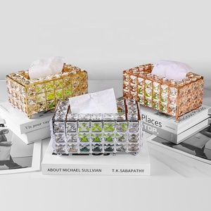 Doku kutuları depolama Nordic tutucular altın kristal Metal Modern ev dekoratif akrilik lüks kağıt kapak deri doku kutuları - Product Image 5