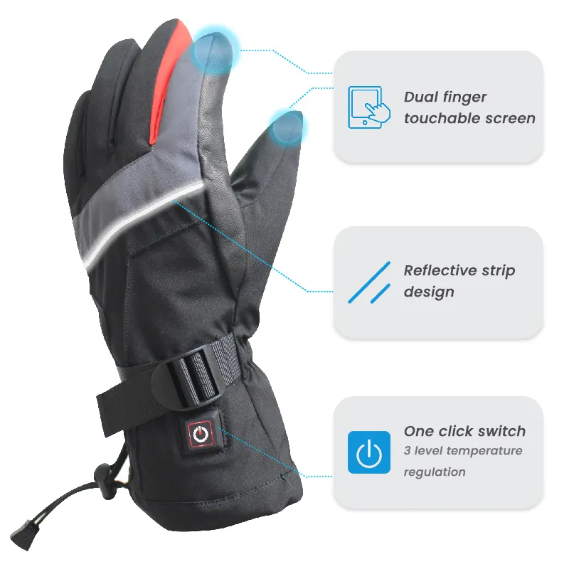 Sarung tangan Ski hitam tahan insulasi panas dengan kerja pelindung baterai dan pijat sarung tangan rambut untuk anak perempuan