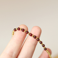 Pierre de rubis fait à la main, pierre de grenat rouge naturel, Bracelet en or 18 carats, Bracelet extensible en acier inoxydable, beaux bijoux pour filles