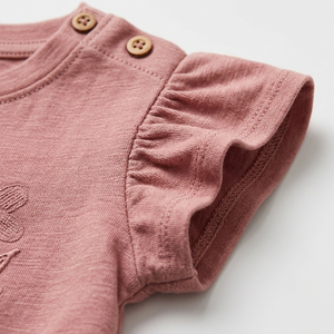 T-shirt en coton pour bébés filles, manches courtes, broderie « Good Days Always », col rond, décontracté, printemps, doux et confortable - Product Image 4