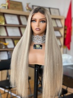 Perruque Lace Front HD 13x5 SHY HAIR en Cheveux Humains, Pré-Plucked, Sans Colle, Longue, avec Raie, Nœuds Blanchis, Vente en Gros