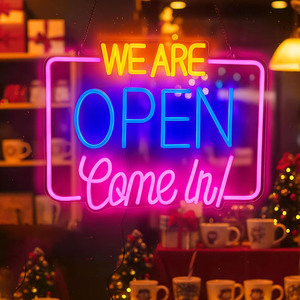 LED Neon <b>Sign</b> Open/Welcome Hanging Commercial Window Office Party Decoration Light Decorative Light Ambient Light 5V - Product Image 1