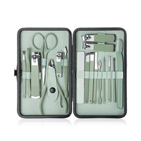 Kit de Soins des Ongles Professionnel en Acier Inoxydable – Coupe-Ongles, Polissage, 18/12/10/8 Pièces – Ensemble de Toilettage Portable et Durable Vert
