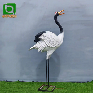 La gru decorativa della vetroresina del giardino apre l'animale selvatico della resina della statua dell'ala - Product Image 1
