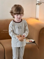 Ensemble de vêtements de nuit respirants pour enfants, 95,5% coton, 4,5% élasthanne, pyjamas confortables à manches longues, vêtements de maison, OEM personnalisé