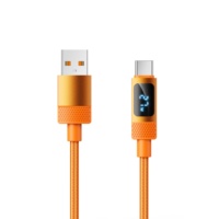 Cable USB-A a USB-C de 100W y 5A con Carga Rápida, Pantalla Digital Inteligente y Revestimiento de Nailon y Cobre Puro para Teléfonos Móviles