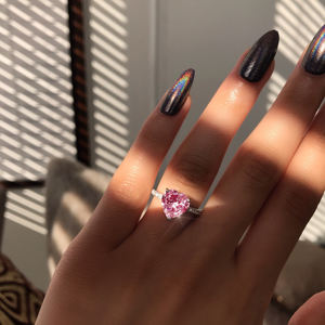 Huitan Small Blue Green Stein Herz Design Ringe Exquisite Micro Inlaid <span class=keywords><strong>Diamond</strong></span> Zirkonia Frauen Mädchen Versilberte Ringe - Product Image 5