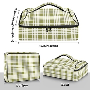 Aloha Green Palaka Portable Hawaii Custom Print Aluminum Foil Insulated 15L Casserole Carrier Outdoor <b>BBQ</b> Potluck Parties Bag - Product Image 3