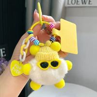 Mignon porte-clés et pendentif en peluche de fourrure de lapin Rex en forme de boule de charbon pour sacs d'école et clés de voiture