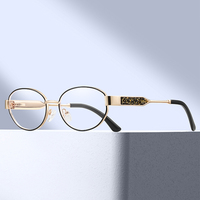 MS 81591 Nouvelles lunettes anti-lumière bleue pour femmes, monture ovale en métal, branches élégantes incrustées de diamants écrasés, lunettes de vue polyvalentes et tendance