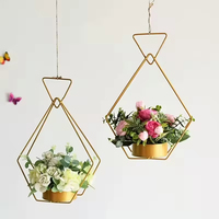 Pot de fleurs en fer doré, peint à la main, motif géométrique floral, pour la maison, le jardin et la décoration de mariage, vente en gros