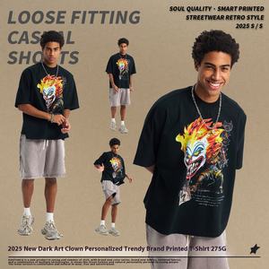 Sebanda pesante 275G <span class=keywords><strong>manica</strong></span> <span class=keywords><strong>a</strong></span> <span class=keywords><strong>pipistrello</strong></span> camicia crops Clown DTG stampa <span class=keywords><strong>manica</strong></span> corta t-Shirt Unisex grande taglia BoxyT camicia da uomo - Product Image 5