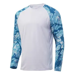 Camiseta masculina de manga longa upf 50 +, blusa masculina respirável e de secagem rápida para pesca e pesca