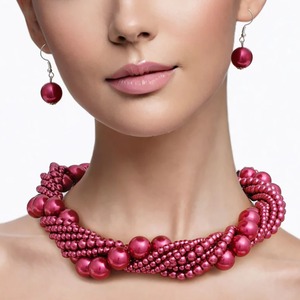 Conjunto de Joyería de Collar de Perlas Coloridas Personalizadas y Aretes Colgantes para Mujer, Accesorios de Fiesta, Baile de Graduación y Festival - Product Image 3