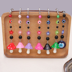 Porte-clés coloré en forme de champignon, pendentif breloque pour sac en résine avec motif œil porte-bonheur, en alliage de zinc portable, Hiver 2024, Origine Yiwu - Product Image 1
