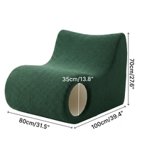 Fauteuil simple créatif à dossier incurvé en tissu bouclé moelleux, style japonais, design confortable et compact