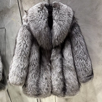 Veste en fourrure de renard véritable pour femmes, manteau d'hiver chaud en fourrure de renard naturelle, veste de luxe en fourrure de renard argenté