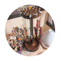 Présentoir à pendule de Phase de lune avec plateau, support rotatif en bois de Wiccan en cristal organisateur de sorcières pour collier support en pierre de guérison