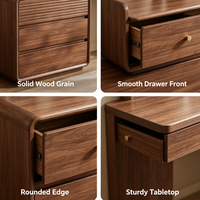 Étagère LED de luxe en noyer, coins arrondis, OEM ODM personnalisable, meubles de chambre à coucher modernes, table de maquillage
