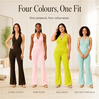 Combinaison évasée une pièce pour femme, col halter, dos ouvert, extensible dans quatre directions, respirante, légère, longueur intégrale, idéale pour le yoga et le Pilates