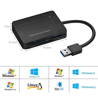 Lector de tarjetas todo en uno SD, TF, CF, MS, XD, M2 USB 3,0 Lector de tarjetas de 5Gbps Mini lector de tarjetas de memoria OTG