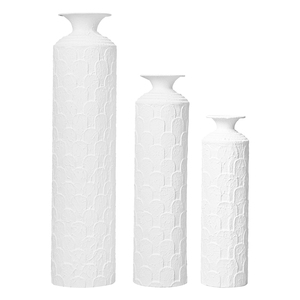 Set di Vasi da Terra in Metallo Moderno, Bianco Texturizzato, Altezza 33.46, 25.59, 19.69 Pollici, Grandi Vasi Decorativi per Ingresso - Product Image 2
