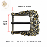 Boucle de ceinture western vintage, sculpture baroque, 33x23mm, alliage de zinc, finition antique, cadre fermé, vente en gros